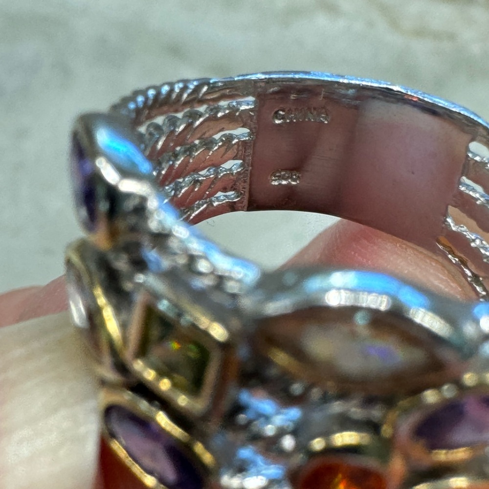 Multigemstone 925 Statement Ring Size 8, Like New! - image 6